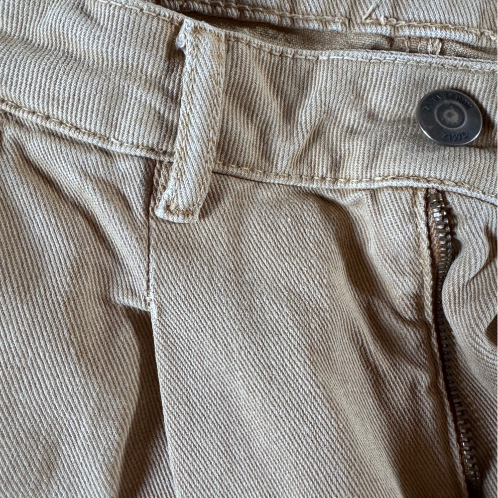 Zara Tan High-Waisted Barrel Pants - 4 - Picture 7 of 8